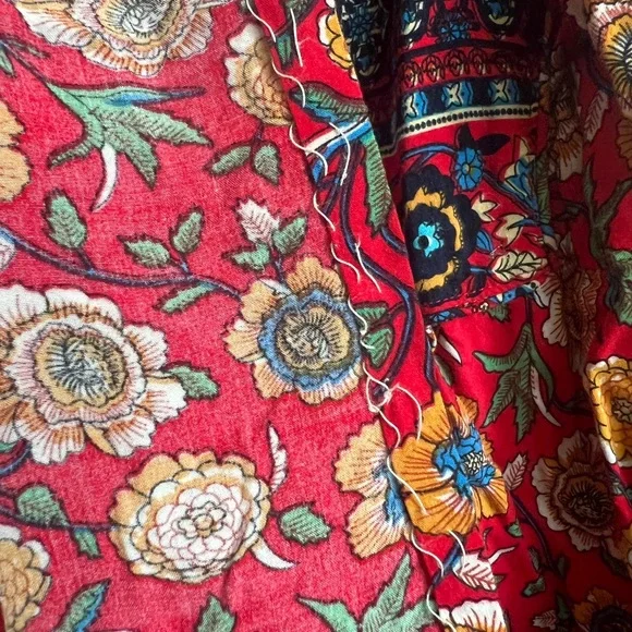 R. VIVIMOS Red Floral Boho Dress Size Large - Picture 8 of 8